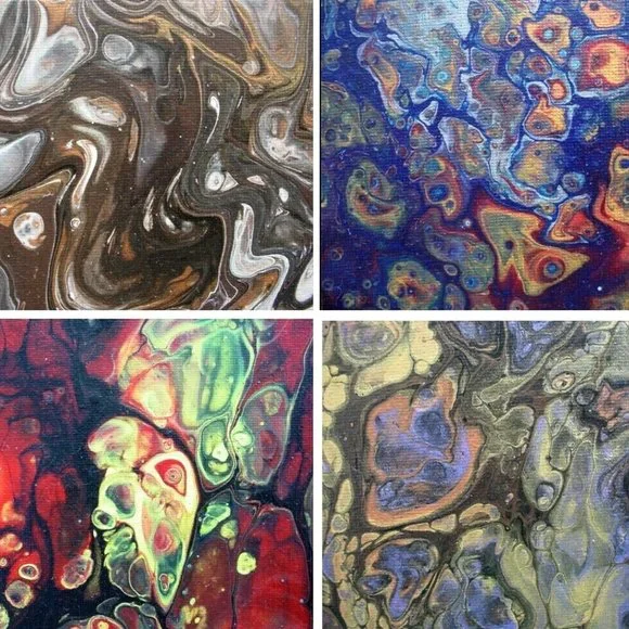 SET 4 ACRYLIC PAINTINGS FOUR SEASONS EACH 11" X 14" TOTAL SIZE 44 X 14